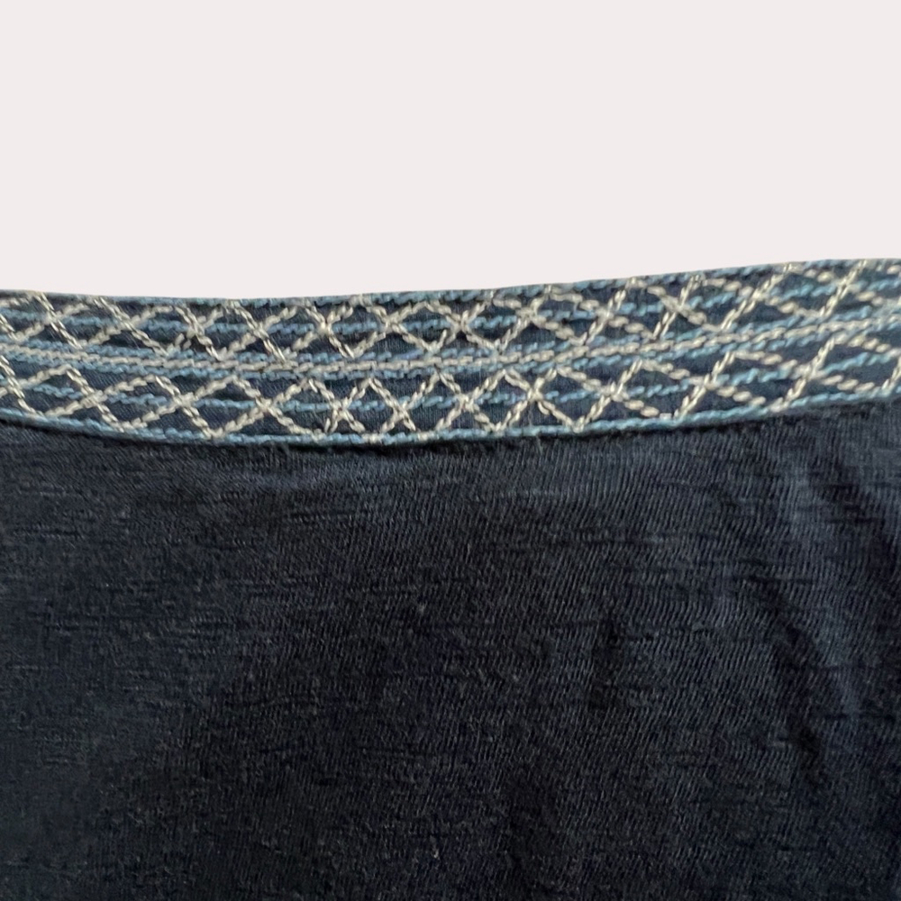 Lucky Brand Boho Peasant Top Navy Blue Floral Short Sleeve V Neck Women S/P - Picture 9 of 13